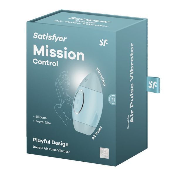 Вакуумный стимулятор с вибрацией Satisfyer Mission Control Blue, 2 независимых мотора SO8969 фото