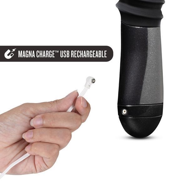 Пульсатор Blush Temptasia &ndash; Lazarus Thrusting Dildo &ndash; Black, ребристий стовбур, 3 швидкості SO8836 фото
