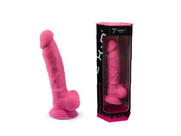 Фалоімітатор SilexD Johnny Pink Glow in the dark, двошаровий, силікон+Silexpan, діаметр 3,5см SO7026 фото
