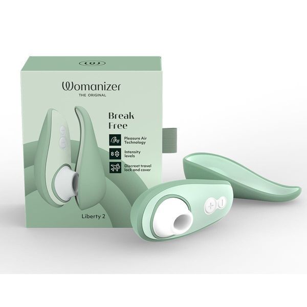Вакуумный клиторальный стимулятор Womanizer Liberty 2 Sage, 8 режимов, магнитная крышечка SX0520 фото