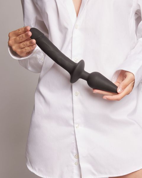 Анальна пробка з дилдо 2в1 Strap-On-Me SWITCH PLUG-IN REALISTIC DILDO Black XXL, діаметр 5,2/3,9 см SO6830 фото
