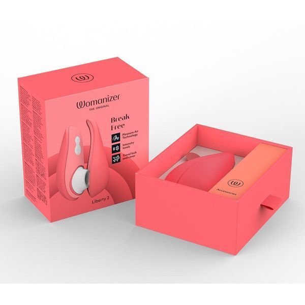 Вакуумный клиторальный стимулятор Womanizer Liberty 2 Vibrant Rose, 8 режимов, магнитная крышечка SX0522 фото